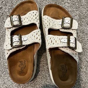 Corkys Cream Crochet Sandals